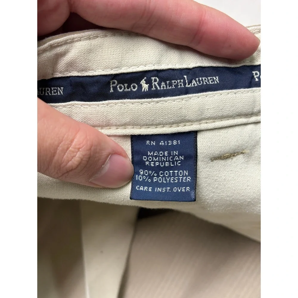 Vintage Polo Ralph Lauren Andrew Pant 35x30 Tan Wide Wale Corduroy Pleated Cords